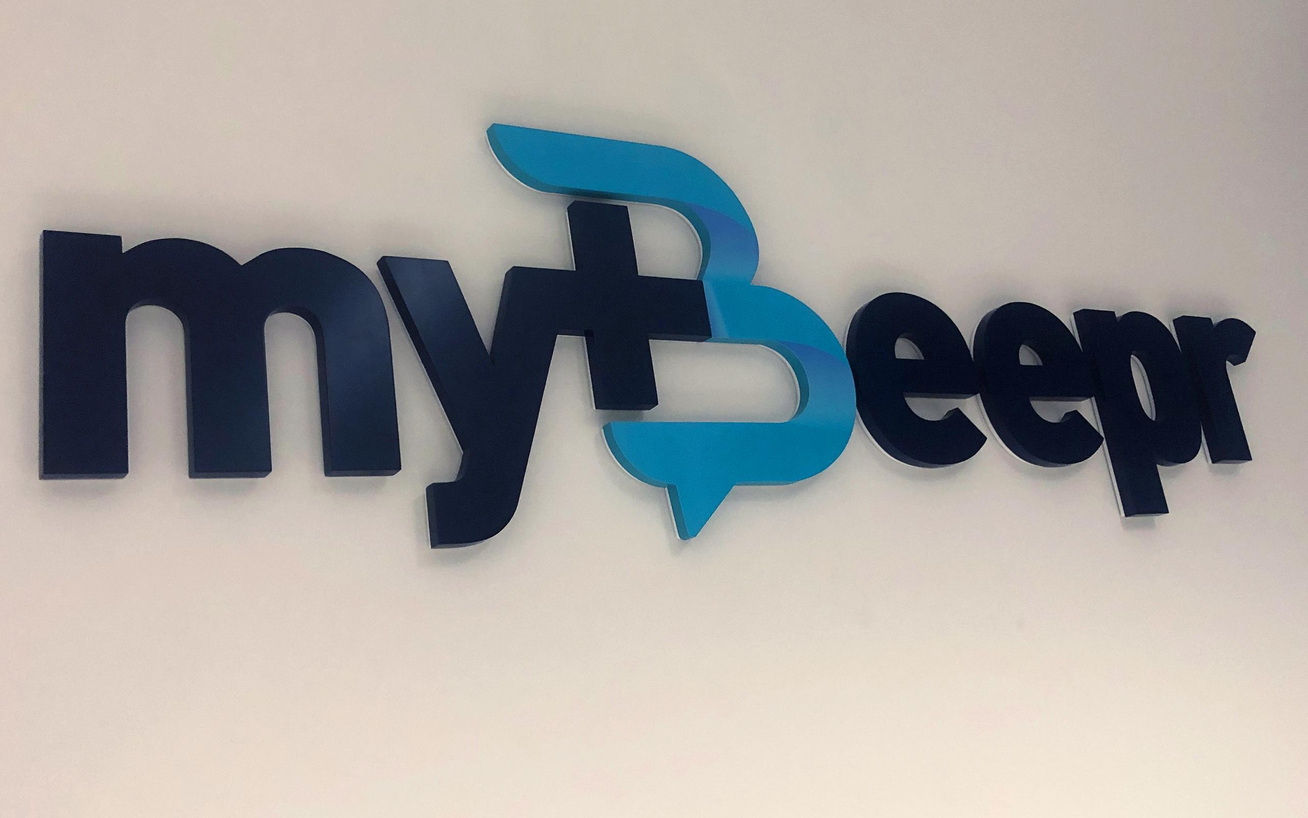 mybeeper office sign logo with depth