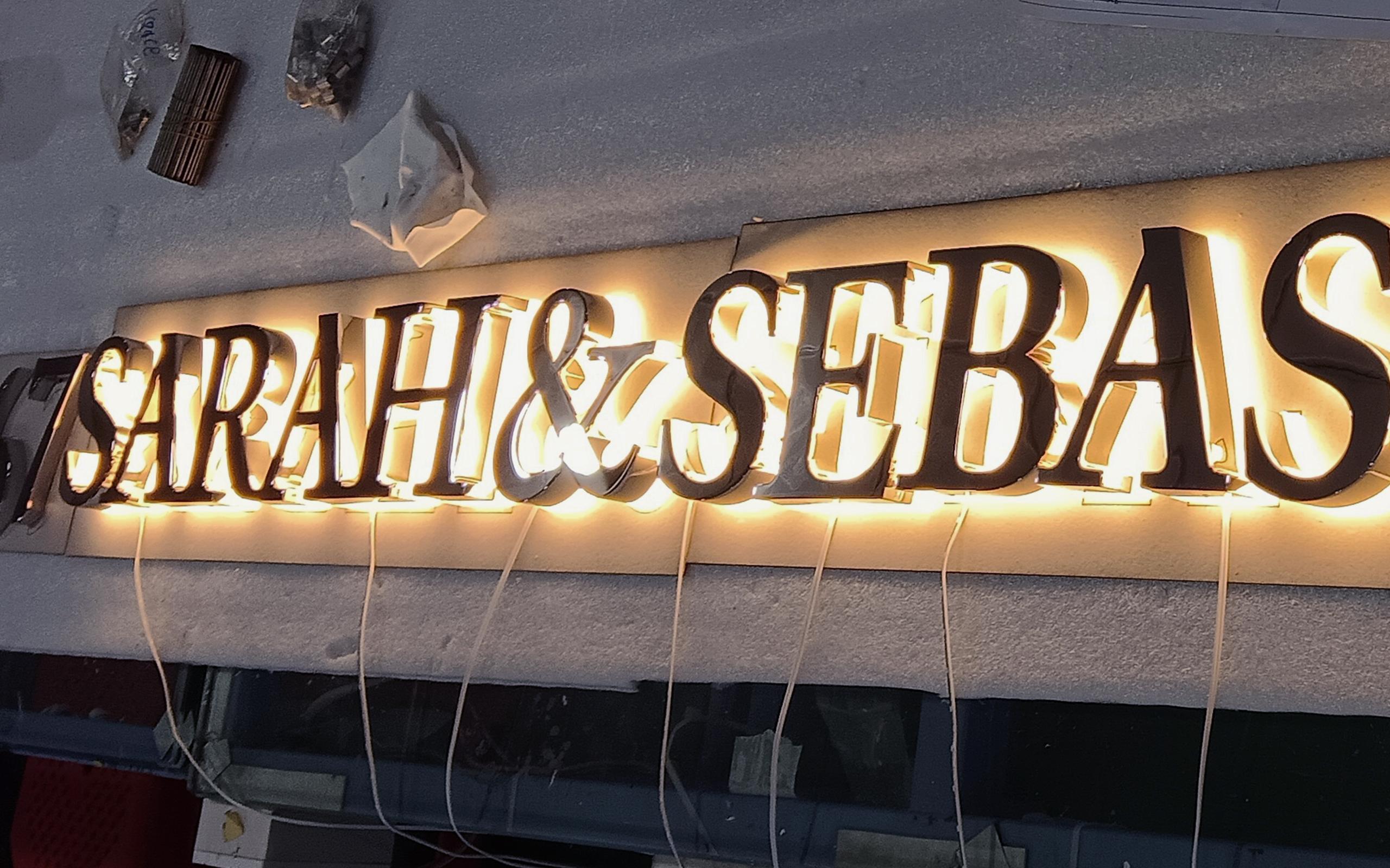 Sarah & Sebastian illuminated Signage 